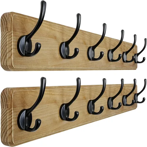 Vista 9 de Dseap Perchero de Pared: Moderno, Patentado, Resistente, 17.4" de Largo, Riel Colgador de Madera con 5 Ganchos Dobles para Abrigos de Invierno, Negro