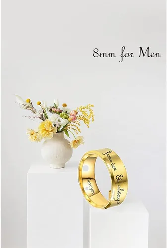 Vista 3 de Anillos a juego personalizados para parejas juego de anillos de promesa grabados para parejas con 2 anillos juegos de anillos de compromiso de boda