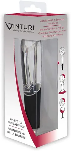 Vista 4 de Vinturi Aireador de vino en botella, vertedor y decantador para vinos tintos y blancos, diseño patentado airea perfectamente los vinos por la copa