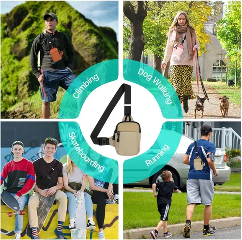Vista 7 de Long Keeper Mini bolso bandolera Bolso cruzado pequeño impermeable para hombre y mujer, bolso casual para teléfono para viajes, senderismo