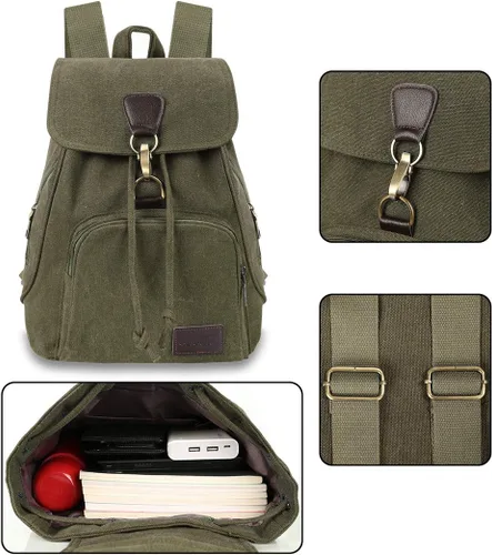 Vista 33 de Mochilas de lona a la moda, bolso casual para compras al aire libre, mochila deportiva, senderismo, viajes, bolsa multiusos, Café, Mochilas