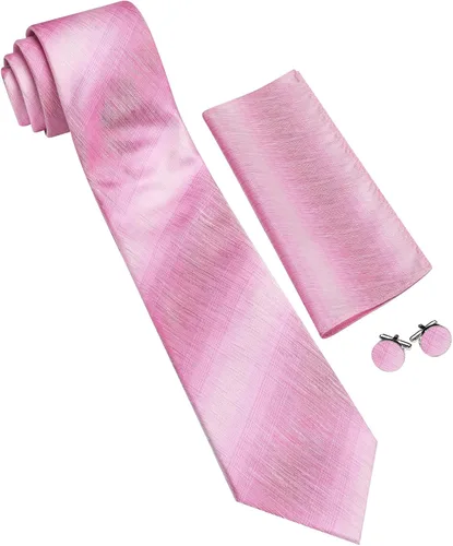 Vista 318 de Barry.Wang Juego de corbatas para hombre, corbata de seda a rayas, tejido a cuadros, gemelos formales, negocios, boda