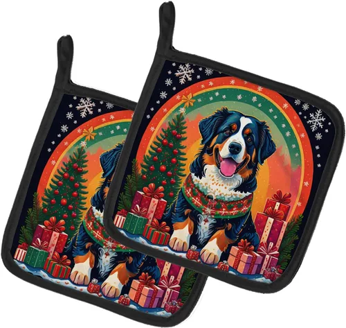 Vista 20 de Affenpinscher - Par de soportes para ollas de Navidad