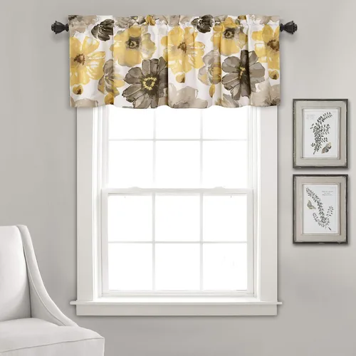Vista 8 de Lush Decor Julie - Paneles de cortinas de ventana con aislamiento floral y ojales 100% opacas, par, 38" de ancho x 95" de largo, azul y verde Azul