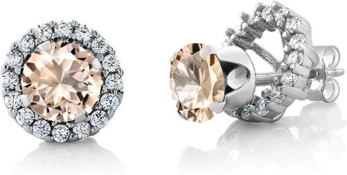 Vista 63 de Gem Stone King Aretes redondos de plata de ley 925 de 0.236 in con piedra natal extraíble para mujer
