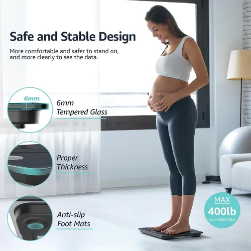 Vista 5 de Báscula Posture para peso corporal, báscula inteligente digital de baño, analizador de 13 datos de composición corporal, báscula