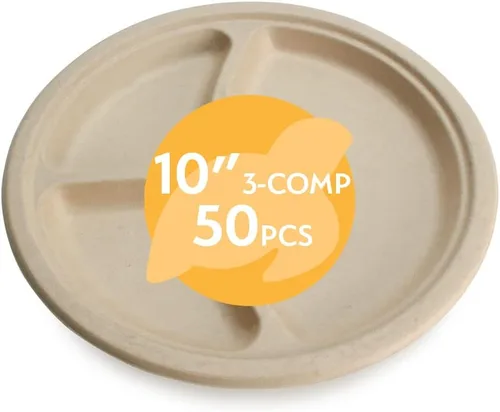 Vista 14 de Platos de papel desechables 100% compostables a granel [6 pulgadas 1000 paquetes], platos de bambú, ecológicos, biodegradables, resistentes platos