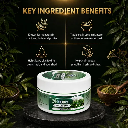 Vista 4 de HERBOGANIC Máscara de neem Peel Off Cuidado de la piel Mascarilla Peel Off Limpia y nutre la piel Mascarilla hidratante que protege la piel