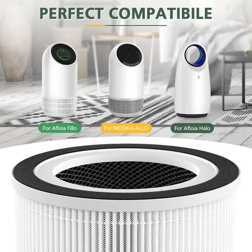 Vista 7 de Paquete de 2 filtros de repuesto Hepa compatibles con Afloia Fillo/Halo/para Mooka Allo, filtración HEPA 3 en 1 para reemplazo de filtro purificador