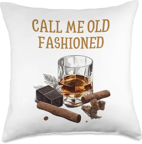 Vista 5 de Whiskey Tees & Old Fashioned Whiskey Apparel Call Me Old Fashioned Lovers - Almohada divertida de whisky, 16 x 16 pulgadas, multicolor