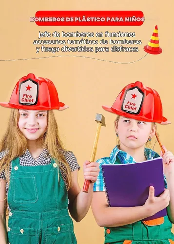 Vista 5 de 24/40/ 70 Pcs Fireman Hats Bulk Red Plastic Firefighter Helmets for Birthday Halloween Fireman Cosplay