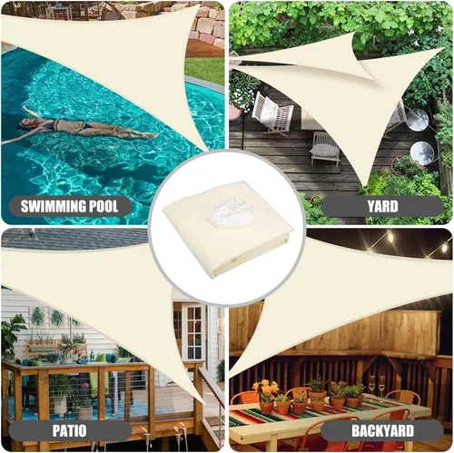 Vista 7 de Neween Toldo Vela, 6'7'' x 6'7'' x 6'7'' Toldo Vela Triangular Impermeable para Patio Jardín Cubierta Pérgola Exterior Toldo Vela 98% Bloqueo UV