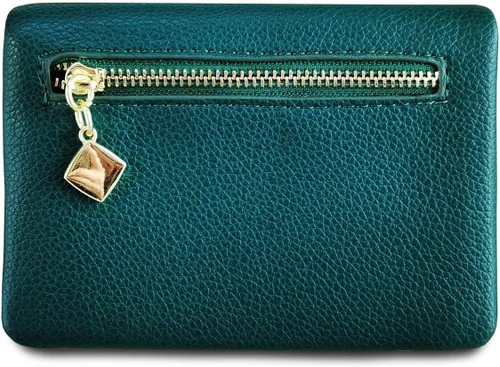 Vista 6 de Carteras para mujer, billetera pequeña Rfid para mujer, billetera de cuero plegable para mujer, tarjetero plegable con cremallera extraíble (verde)