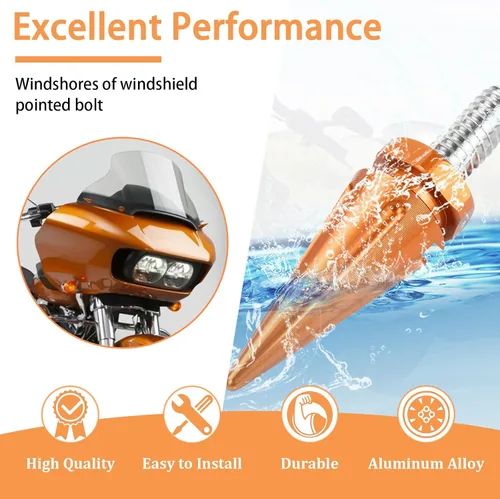 Vista 3 de Tornillos de punta para parabrisas de motocicleta, tornillos de carenado de motocicleta, aptos para Harley Road Glide 2015-2021, naranja