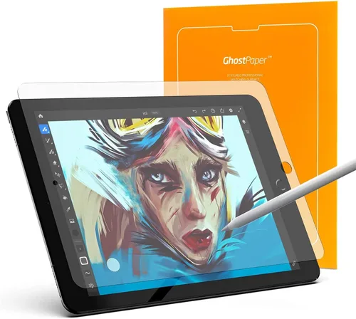 Vista 2 de UPPERCASE GhostPaper Película de textura de papel de alta calidad, protector de pantalla mate para escribir, bocetar, dibujar, compatible con iPad