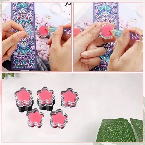 Vista 5 de Ovelur 7 piezas de accesorios de pintura de diamantes bolígrafos con 5 piezas de almacenamiento de cera de pintura de diamante, bolígrafos de arte