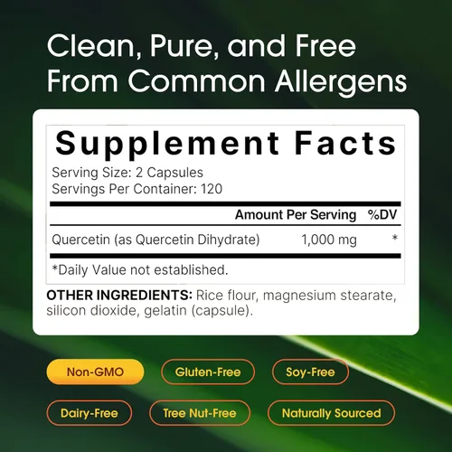 Vista 3 de NatureBell Quercetina 1000 mg por porción 240 cápsulas, suplemento de quercetina ultra fuerte Bioflavonoides para un apoyo inmunológico