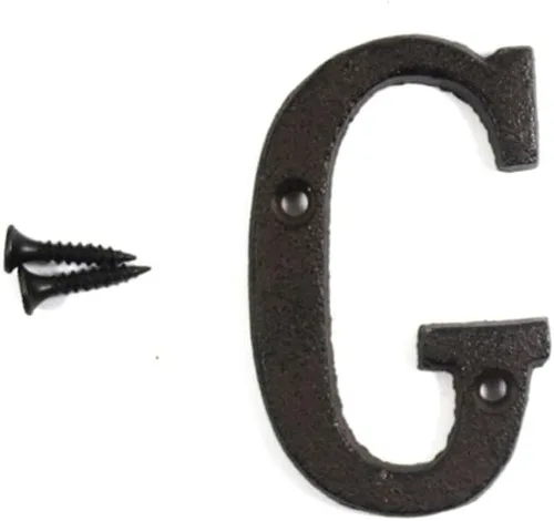 Vista 9 de Letras del abecedario de 3" en metal de hierro fundido decorativas, estilo clásico, para colgar letreros de pared, dirección, nombre, letrero