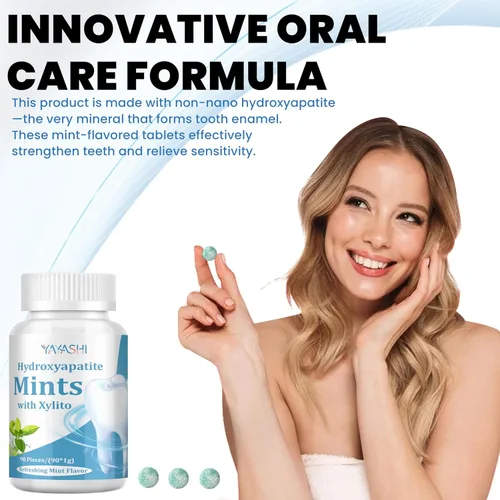 Vista 3 de Mentas nano hidroxiapatita – Mentas de xilitol para boca seca – Sin azúcar de hidroxiapatita – Promueve la remineralización, aliento fresco oral