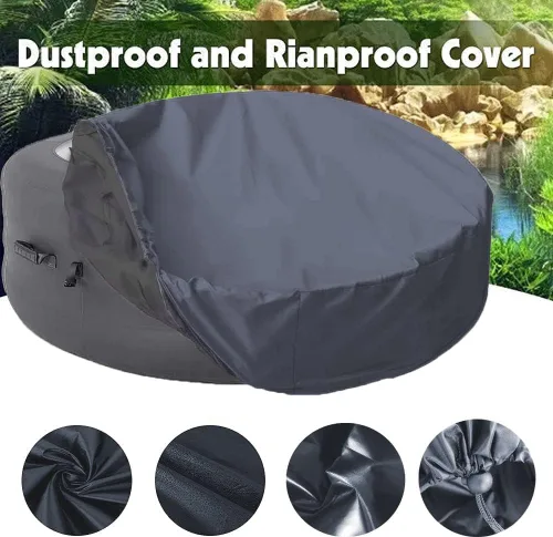 Vista 3 de Funda impermeable para bañera de hidromasaje, impermeable, portátil, redonda, protector para bañera de hidromasaje, piscina, muebles de jardín
