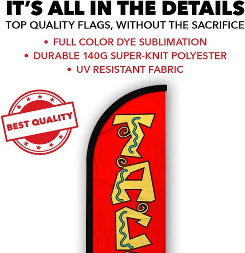Vista 3 de Tacos Windless Full Sleeve Banner Swooper - Perfecto para negocios, tiendas, tiendas, etc