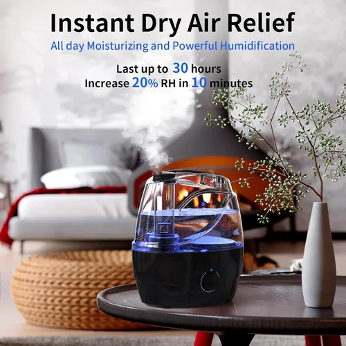 Vista 2 de Humidificadores para dormitorio y habitación grande, humidificador de niebla fría de 2.2L para bebé, 30 horas con funcionamiento silencioso