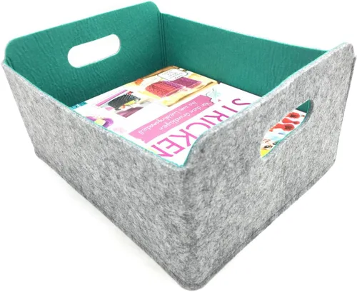 Vista 22 de Welaxy Cestas de almacenamiento plegables de fieltro, cubos de almacenamiento para estantes, caja de fieltro para niños, juguetes, revistas, libros