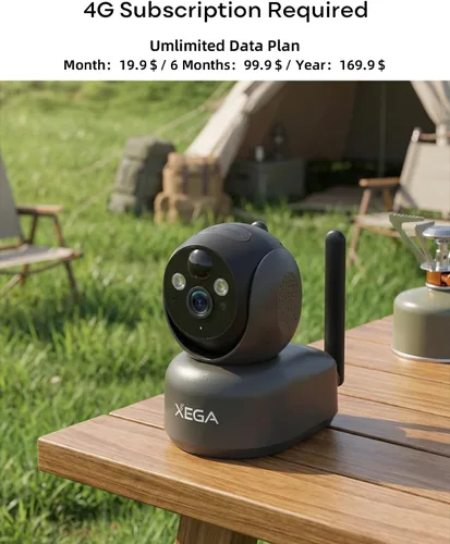 Vista 3 de Xega Cámara de seguridad celular 4G inalámbrica para interiores, PTZ 2K sin cámara WiFi para el hogar, RV/viaje/mascota/bebé con aplicación