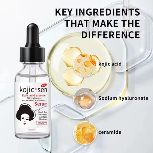 Vista 4 de Suero de esencia de ácido kójico para tez radiante – Esencia Facial Hidratante con Ceramida y Ácido Hialurónico – Reduce las manchas oscuras