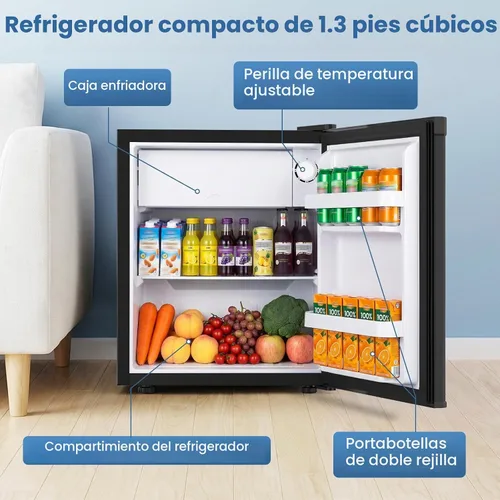 Vista 2 de COWSAR Mini refrigerador de 1.3 pies cúbicos, refrigerador compacto Negro