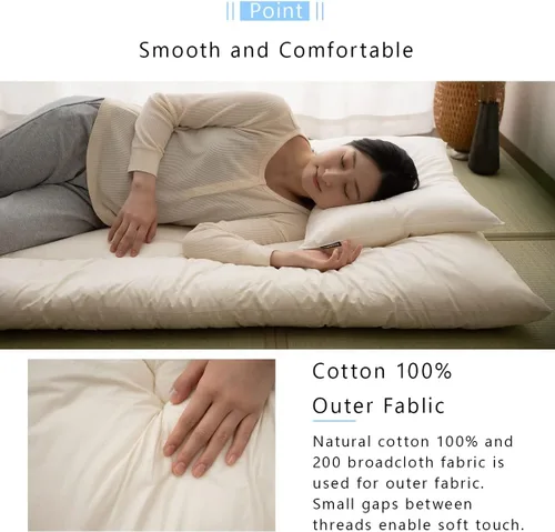 Vista 5 de EMOOR Colchón de futón japonés que ahorra espacio, compacto, tamaño individual, fabricado en Japón, colchón plegable para dormir, tapete de tatami