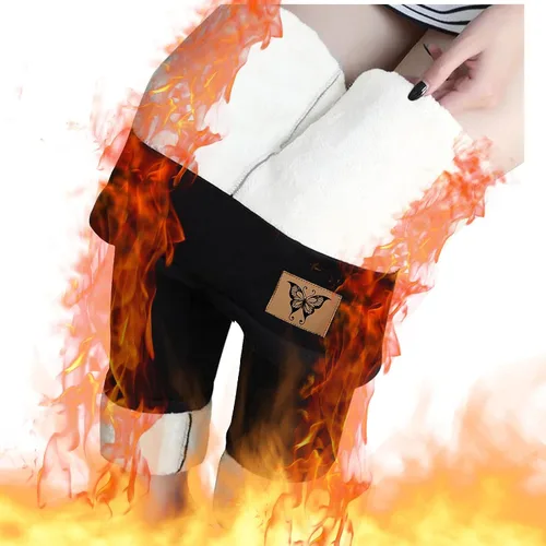 Vista 6 de Pantalones deportivos cálidos con forro de sherpa para mujer, de cintura alta, con forro polar, pantalones largos gruesos para exteriores