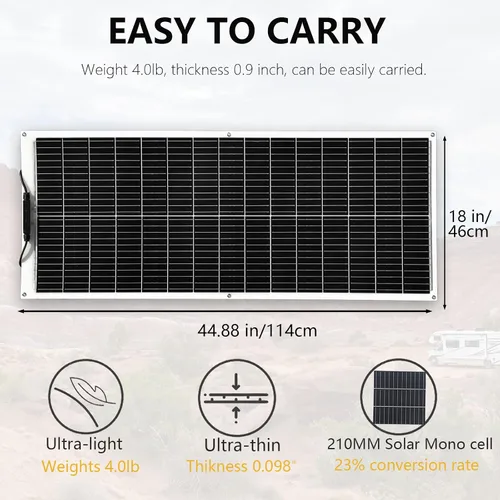 Vista 2 de XINPUGUANG Panel solar flexible de 100 W, kit de sistema de 12 V, cables de controlador de carga de 10 A con clip de cocodrilo, cables de conector