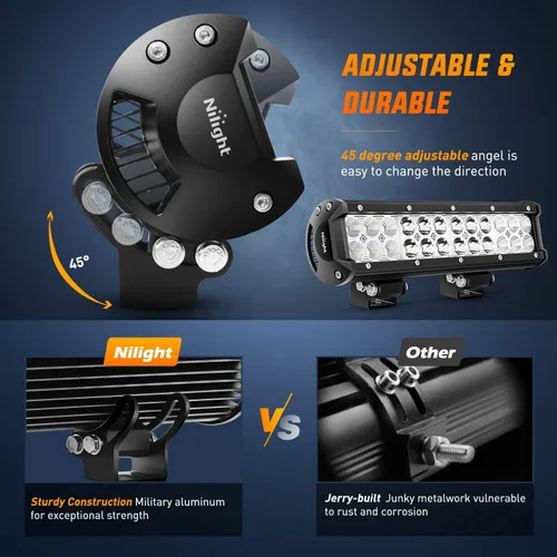 Vista 13 de Nilight barra de luces LED, 2 piezas, 12 pulgadas, 72W, combo luces LED tipo foco y reflector, faros de conducción fuera de carretera, luces