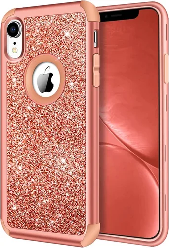 Vista 10 de Hython Compatible con Funda para iPhone XR, Protector Defensor de Cuerpo Completo de Servicio Pesado con Purpurina Brillante Reluciente, Carcasa