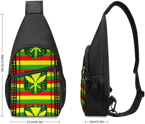 Vista 2 de Tribal Kanaka Maoli Bandera Impreso Bandolera Bandolera Hombro Mochila Pecho Lateral Daypack para Viajes Senderismo