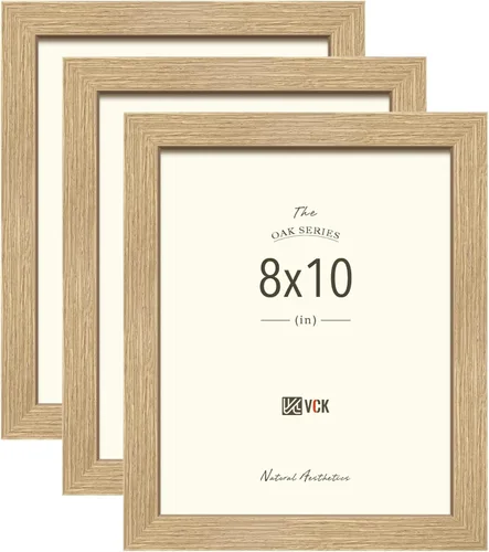 Vista 14 de VCK Juego de 3 portarretratos de 8 x 10 pulgadas, roble negro, textura natural, exclusivo marco de madera, exhibición de mesa o colgar en la pared