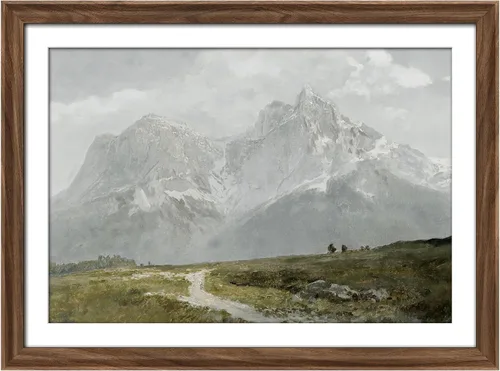 Vista 281 de MUDECOR Lienzo enmarcado prémium para pared, pinos nevados en bosque de invierno, ilustraciones modernas, arte contemporáneo, escénico, divertido