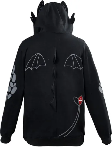 Vista 2 de Eusnady Toothless Hoodie for Kids Coat Fleece Night Fury Costume with Ears Animal Dragon Sweater for Teen Boys Girls Gift