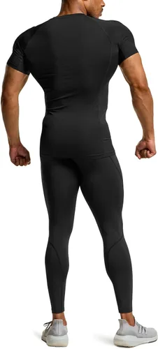Vista 7 de TSLA - Paquetes de 1 o 3 camisetas de compresión para hombre, FPU 50+, de secado rápido, de manga corta, camiseta de entrenamiento atlético