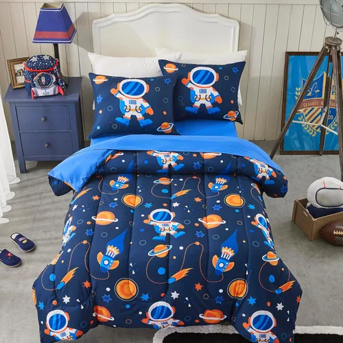 Vista 8 de Seward Park Juego de ropa de cama individual XL con sábana, cama de Big Gamer Negro