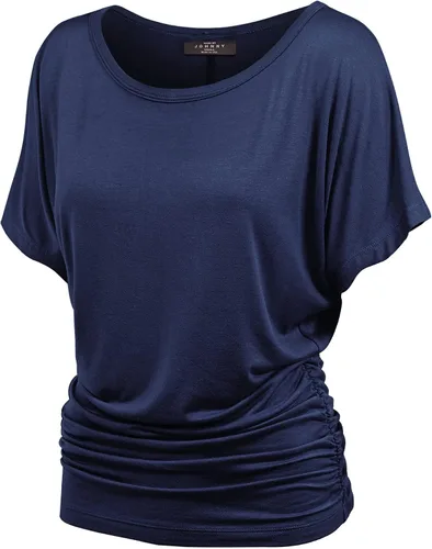 Vista 8 de Made By Johnny Camiseta de manga corta Dolman con cuello barco y dobladillo curvado para mujer, ajuste holgado Wt1037_aqua