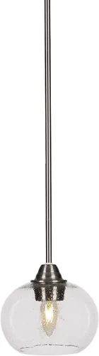 Vista 273 de Toltec Lighting Paramount - Mini colgante de 1 luz en acabado negro mate con cristal de arte perla de 7 pulgadas y estilo negro
