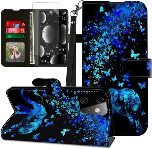 Vista 146 de Funda para Motorola Edge 2022 con protector de pantalla, soporte y tarjetero y correa para la muñeca, funda magnética para Moto Edge 2022 5G UW Lobo