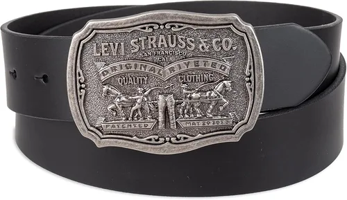Vista 2 de Levi's Cinturón de jeans para hombre con hebilla de logotipo extraíble, Negro
