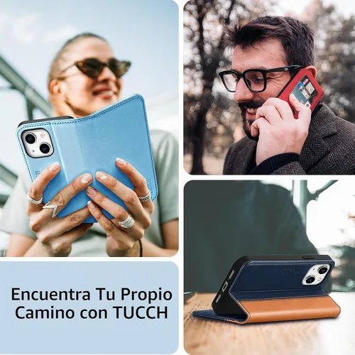 Vista 9 de TUCCH Funda tipo cartera con 3 ranuras para tarjetas para iPhone 14
