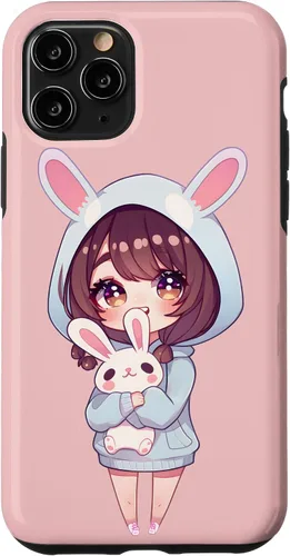 Vista 27 de Anime Girl With Bunny Kawaii Easter Japanese Otaku Girl Case for iPhone 16