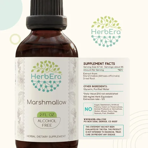Vista 5 de HerbEra Marshmallow B60 - Tintura de extracto de hierbas sin alcohol, gotas líquidas concentradas de malvavisco natural (Althaea Officinalis)