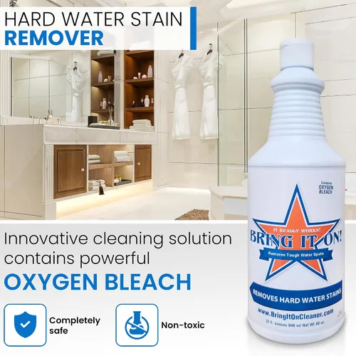 Vista 6 de BRING IT ON! CLEANER Sellador removedor de manchas de agua dura de 16 onzas, manchas de agua en el vidrio, acumulación de agua dura.