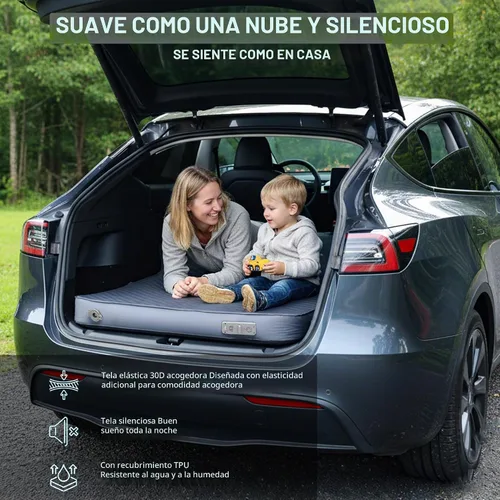 Vista 4 de UPWELL Almohadilla de dormir autoinflable para camión, camping, colchón grueso para Tesla Modelo Y de espuma sólida para 4 estaciones, colchón